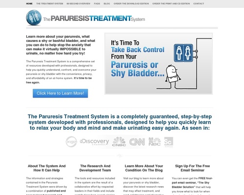 The Paruresis Treatment System – Resources and Help for Shy Bladder – The Paruresis Treatment System was developed with a Doctor of Clinical Psychology to help you learn to overcome your paruresis or shy bladder FAST.