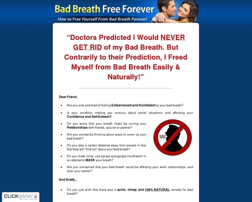 Bad Breath Free Forever - The 100% Natural Remedy For Bad Breath!