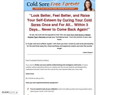Cold Sore Free Forever - How to Cure Cold Sore Easily, Naturally and Forever!