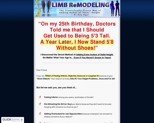 Limb Remodeling - The Scientifically Proven Way of Adding Inches of Real Height - At Any Age
