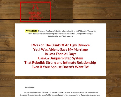 Marriage Saving Solution (tm) - Top Converting Marriage Saving Offer!