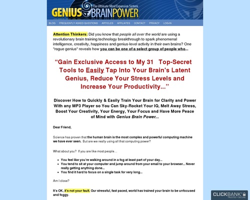 Genius Brain Power MP3 Audio Package