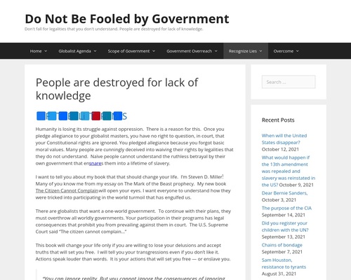 People are destroyed for lack of knowledge - Do Not Be Fooled by Government